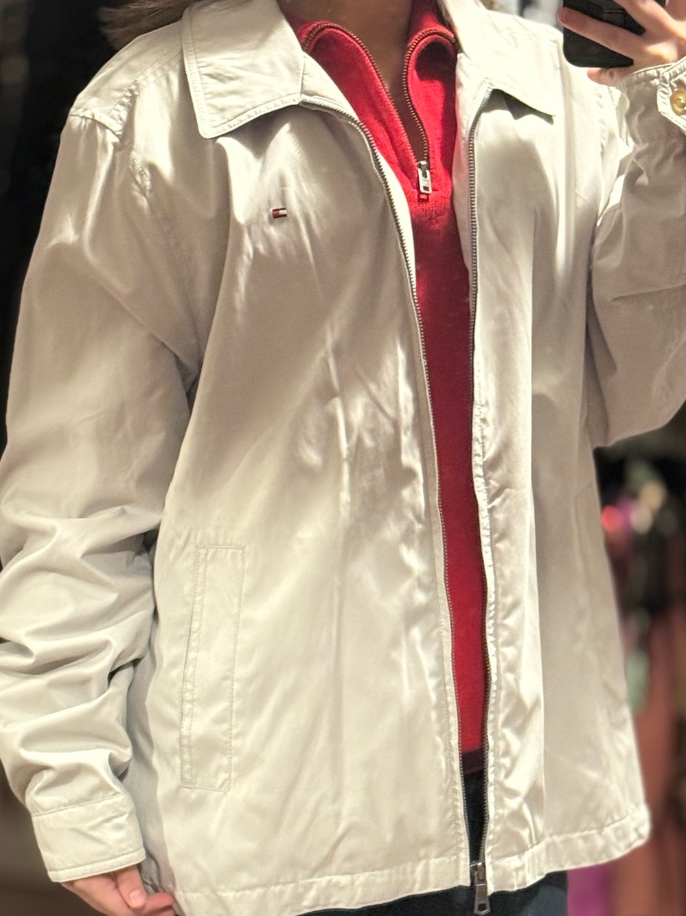 Tommy Hilfiger Men's Cream Zip-Front Shirt Jacket